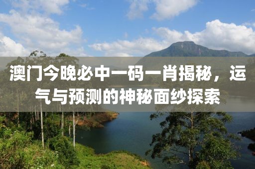 澳门今晚必中一码一肖揭秘，运气与预测的神秘面纱探索