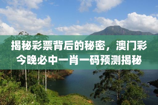 揭秘彩票背后的秘密，澳门彩今晚必中一肖一码预测揭秘