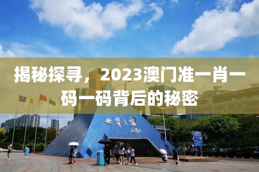 揭秘探寻，2023澳门准一肖一码一码背后的秘密