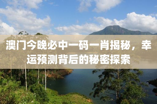 澳门今晚必中一码一肖揭秘，幸运预测背后的秘密探索