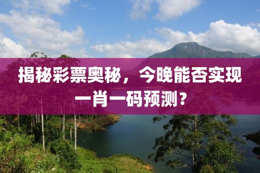 揭秘彩票奥秘，今晚能否实现一肖一码预测？